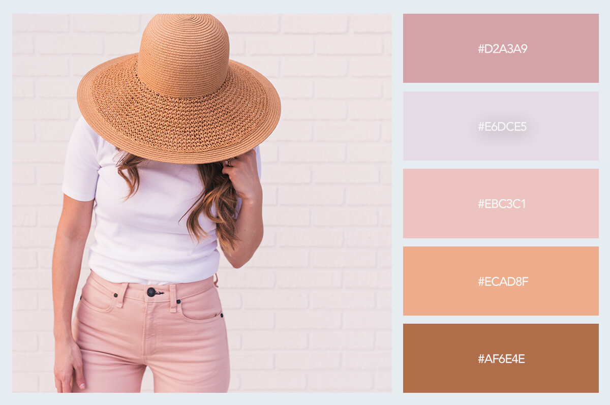 woman summer hat beach color palette hex codes pastel colors